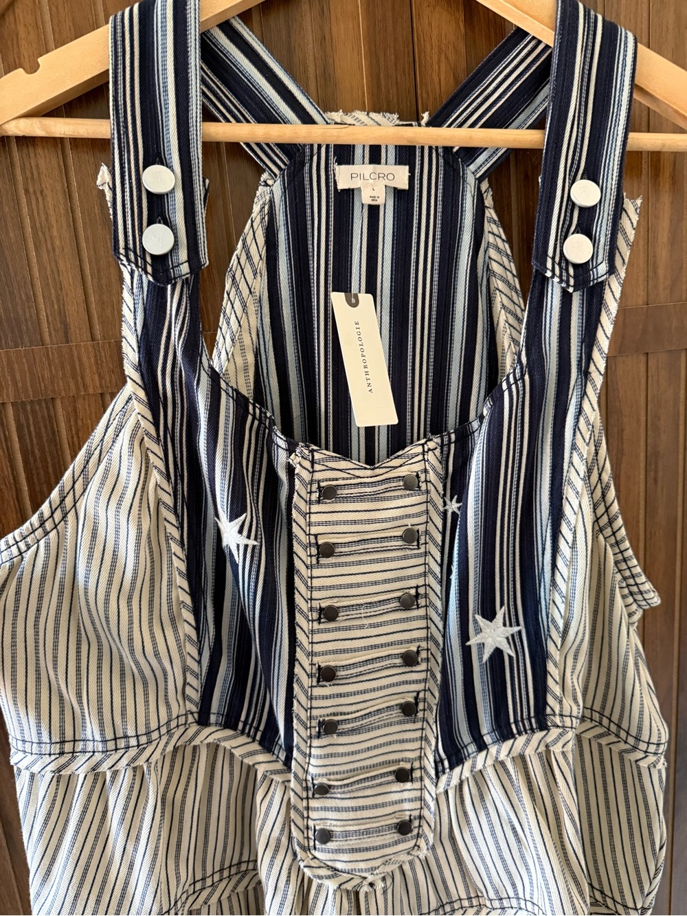 Pilcro Navy and White Striped Tank Top - Picture 2 of 5